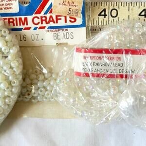 Mixed Lot Rainbow Pearl White Clear Glass Seed Beads Westrim Crafts 80 grams 5mm